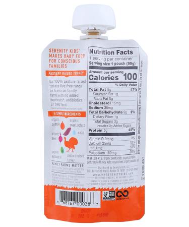 Serenity Kids Turkey & Organic Sweet Potato Baby Food - 6+ Months - 3.5 oz - Buy Online on SooperMarket.com