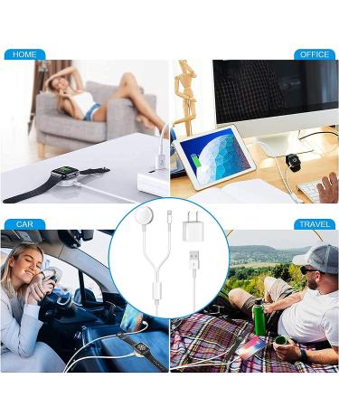 Apple MFi Certified 2 in 1 iPhone & Watch Charger - Magnetic iWatch Charging Cable with USB Wall Charger - Compatible with Apple Watch Series & iPhone 14/13/12/Pro/Max/XR/X - 6.6 FT - Buy Online on SooperMarket.com