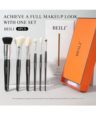 BEILI Makeup Brushes 6 Pieces Set of Vegan Makeup Brushes Powder Foundation Eye Shadow Mixing Concealer Set of Brushes for Creases Brushes for Eyebrow Liner - Buy Online on SooperMarket.com