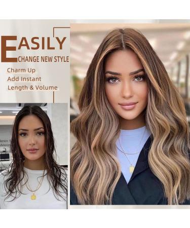 Fliace Clip in Hair Extensions 20 6pcs Dark Brown Balayage Highlights - Natural Blend Hairpieces - Buy Online on SooperMarket.com