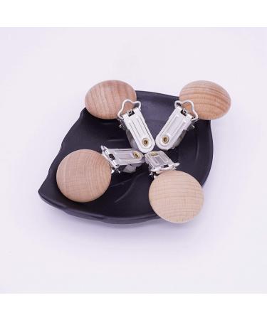 Sutoyuen 10Pcs 30mm (1.18) Natural Wood Pacifier Holder Round Beech Metal Teether Wooden Teething Beads Suspender Clips DIY Pacifier Accessories - Buy Online on SooperMarket.com