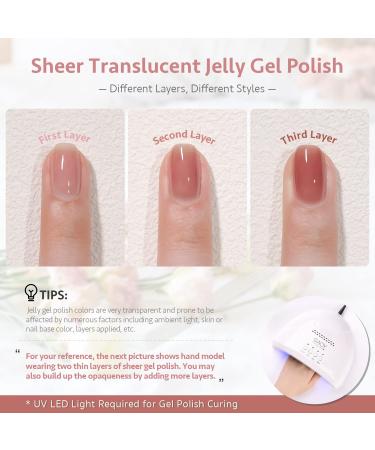 GAOY 15 Pcs Jelly Gel Nail Polish Kit - Sheer Nude Pink Nail Art Set with Glossy & Matte Top Coat for DIY Manicure & Pedicure - Buy Online on SooperMarket.com