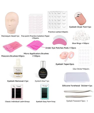 Cuckoo Eyelash Extension Kit - Mannequin Head Practice Set for Beginners with Mini Fan Dryer - Training Supplies for Lash Grafting - Extension Kit A3 - Buy Online on SooperMarket.com