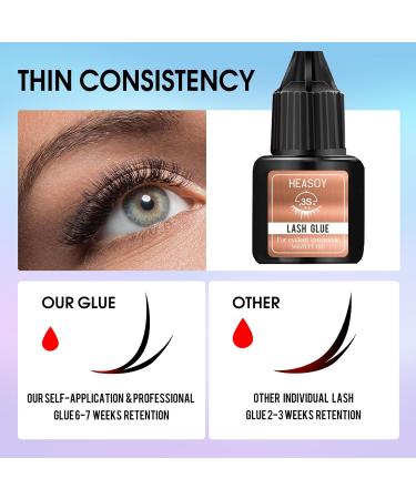 Eyelash Extension Glue by Heasoy - Extra Strong 5ml | 3 Sec Drying | 7 Weeks Retention | Black Adhesive for Self & Professional Use - Buy Online on SooperMarket.com