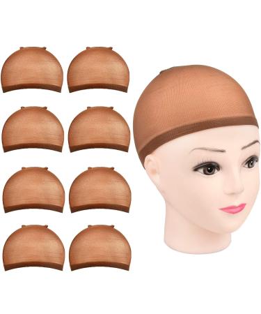 Brown Wig Caps 8 Pcs MORGLES 8 Pcs Nylon Wig Cap Dark Brown Wig Stocking Cap for Women Makeup