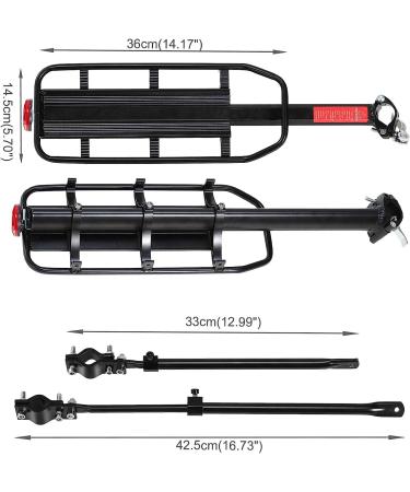 Voilamart Rear Bike Rack - Adjustable Aluminum Alloy Cargo Rack | 120 lbs Capacity | Easy Install - Buy Online on SooperMarket.com