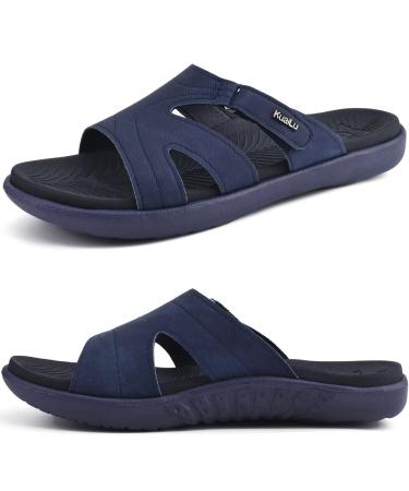 KuaiLu Womens Fashion Orthotic Slides Ladies Lightweight Athletic Yoga Mat Sandals Slip On Thick Cushion Slippers Sandals With Comfortable Plantar Fasciitis Arch Support 8 Navy