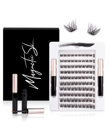 Individual Lashes 90PCS Cluster Lashes with Glue DIY False Eyelashes Natural Look CC Curl Reusable Fluffy Individual Cluster Lashes Soft Eyelashes False Eyelashes Strong Hold 10-16MM-DM10 90PCS-DM10-Thick