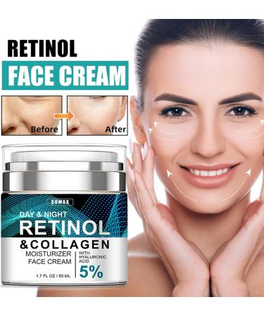 Retinol Collagen Cream for Face with Hyaluronic Acid Anti Aging Moisturiser Cream with Collagen Retinol Face Cream to Reduce Wrinkles & Spots Day & Night Use 50ml - Buy Online on SooperMarket.com