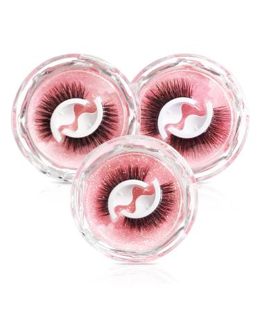 AmoVee Self Adhesive Eyelashes - Fluffy Natural Look, Reusable False Lashes, No Glue Needed - Easy to Put On (Pack of 3 Pairs) - Buy Online on SooperMarket.com
