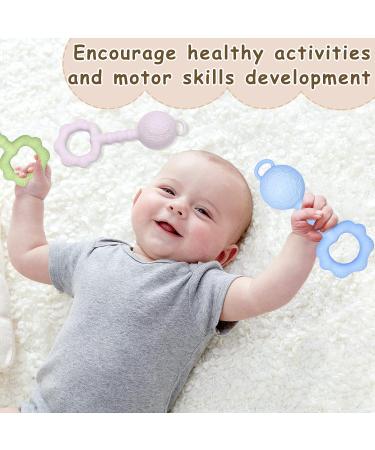 Smarbore Silicone Baby Teething Toy for Babies 0-12 Months - Nude Green Rattle & Teether for Sensory Exploration and Pain Relief - Buy Online on SooperMarket.com