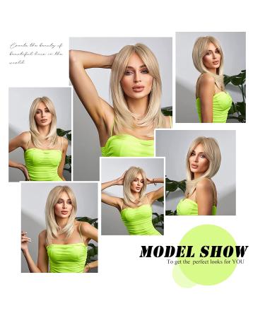 Long Layered Blonde Wig with Bangs - Synthetic Hair - Mixed Blonde - Buy Online on SooperMarket.com
