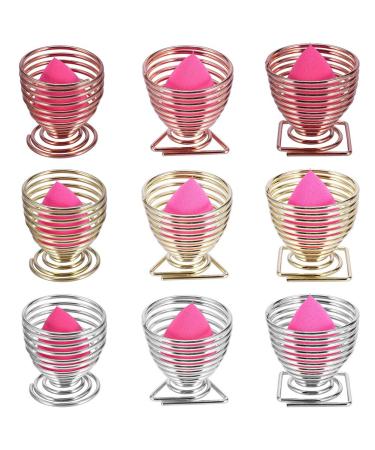 AYNEFY Cosmetic Puff Stand - Dual Type Makeup Sponge Blender Holder Rack | Gold Square Base | Beauty Tool for All Makeup Sponges - Buy Online on SooperMarket.com
