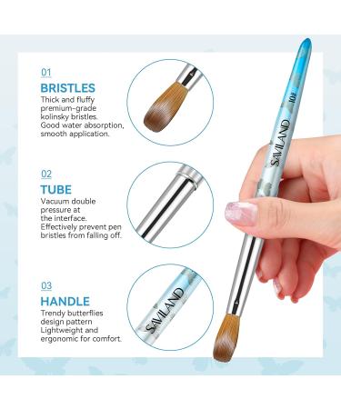 Saviland Professional Kolinsky Acrylic Nail Brush Set - 5PCS | Size 4/8/10/12/16 | Highly Absorbent Bristles for Acrylic Powder & Liquid | Nail Extension & Carving | Blue 02-Blue - Buy Online on SooperMarket.com