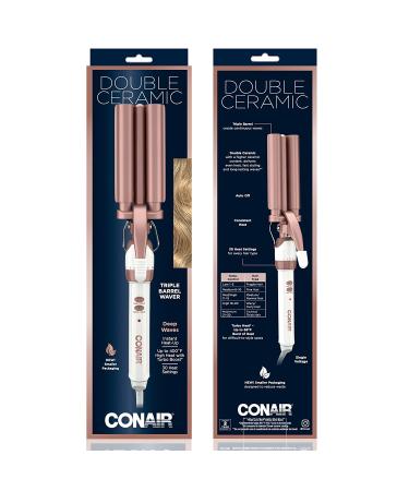 Conair Double Ceramic 3 Barrel Hair Waver - Beach Wave Curling Iron for Long-Lasting Tight Waves - Buy Online on SooperMarket.com