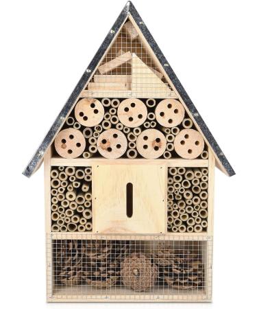 Navaris XL Wooden Insect Hotel - Natural Wood Garden Shelter for Bees, Butterflies, Ladybugs - 23 x 40 x 7 cm - Buy Online on SooperMarket.com