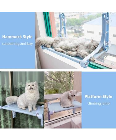 Cat Window Perch - Blue Cat Hammock for Window - Holds up to 48 lb - Safe & Comfortable Indoor Kitty Bed - Buy Online on SooperMarket.com