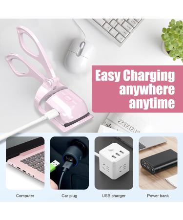 Buy Heated Eyelash Curler - Electric Rechargeable Rapid Heat-Up Long-Lasting Curls Sensing Heating Silicone Pad (Pink) - International Shipping Available - Buy Online on SooperMarket.com