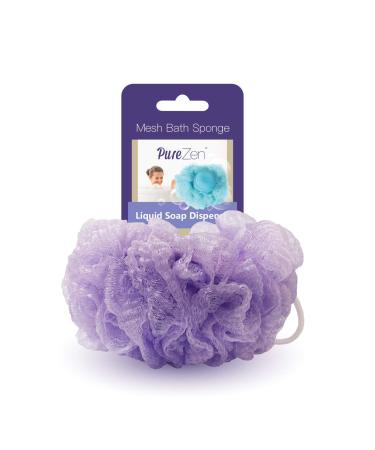 Grand Fusion Exfoliating Loofahs for Men and Women - Pack of 3 Purple Body Scrubbers with Liquid Soap Dispensing Feature - Compatible with Your Favorite Body Wash - Convenient Hanging Loop - Buy Online on SooperMarket.com