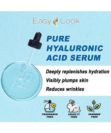 Pure Hyaluronic Acid Serum - Anti-Aging for Face Reduces Fine Lines Dark Spots & Hydrates Dry Skin - 2 oz - Buy Online on SooperMarket.com