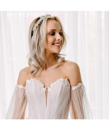 AW BRIDAL Crystal Silver Wedding Headband - Elegant Tiara Headpiece for Bride | Hair Accessories for Women - Buy Online on SooperMarket.com