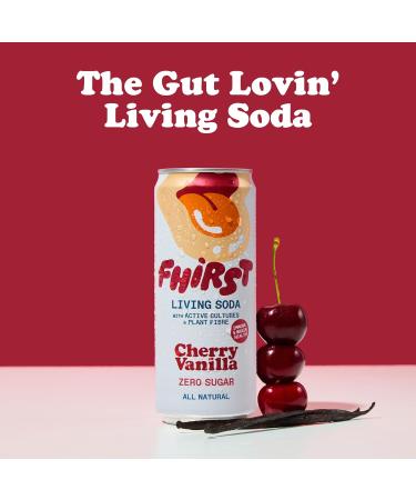 FHIRST Living Soda - Cherry Vanilla | Probiotic/Prebiotic Soda for Gut Health | Natural Zero Sugar or Sweetener | Drink for Gut Health | 12 x 330ml pack - Buy Online on SooperMarket.com