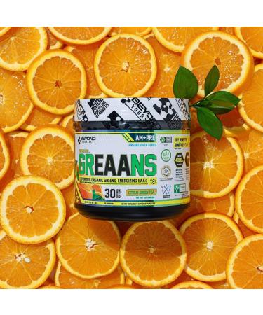 Beyond Yourself - GrEAAns Superfood Greens and EAA Blend | 4000mg Organic Superfood 2625mg Vegan EAAs | Sugar-Free Zero Calories No Synthetic Additives | Optimizes Health Performance and Recovery | Citrus Green Tea - Buy Online on SooperMarket.com