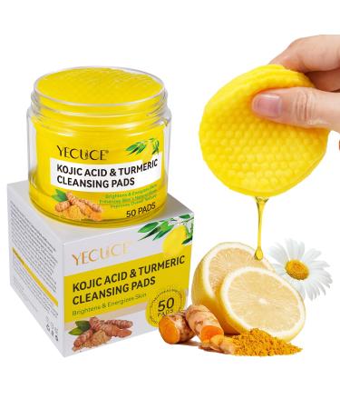Turmeric Kojic Acid Cleansing Pads Turmeric Exfoliating Face Scrub Pads Turmeric Cleansing Pads Helps Balance Skin Oil And Water 50 Count