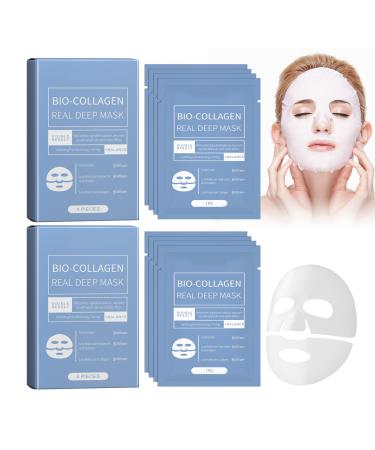 Grgowe 8PC Bio-Collagen Real Deep Mask Collagen Mask for Face Overnight Biodance Bio Collagen Face Mask Overnight To Resist Wrinkles And Fine Lines Moisturise And Moisturise