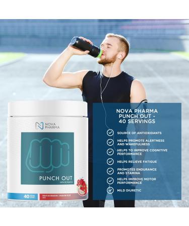 Nova Pharma Punch Out Pre Workout Powder L-Carnitine and Antioxidant-Rich Pre Workout Supplement Boost Stamina and Endurance for Gym Training and Workouts - 40 Servings (Dragon Fruit) - Buy Online on SooperMarket.com