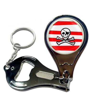 BadgeBeast.co.uk Jolly Roger Stripey - Key Ring Bottle Opener and Nail Clipper