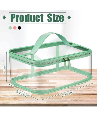 3-Piece Clear Makeup Bags Cosmetic Toiletry Travel Set for Women - Waterproof PVC Storage Pouch Organizers with Handle in Pink, Green, Black - Buy Online on SooperMarket.com