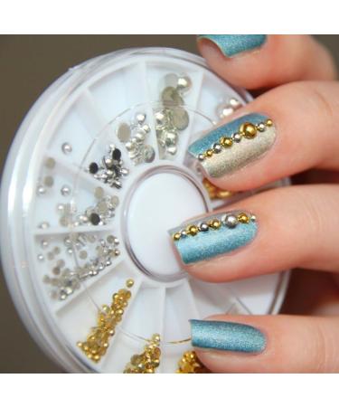 Forten 500pcs Mixed Silver Punk Half Round Rhinestones & Pearls Nail Art Decoration Kit - Buy Online on SooperMarket.com
