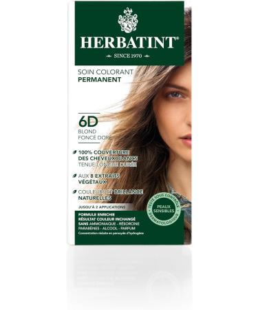 Herbatint Permanent Hair Colour 6D Dark Blonde Gold - 150ml Ammonia Free 100% Coverage White Hair Dermatologically Tested for Sensitive Skin with 8 Organic Plant Extracts - Buy Online on SooperMarket.com