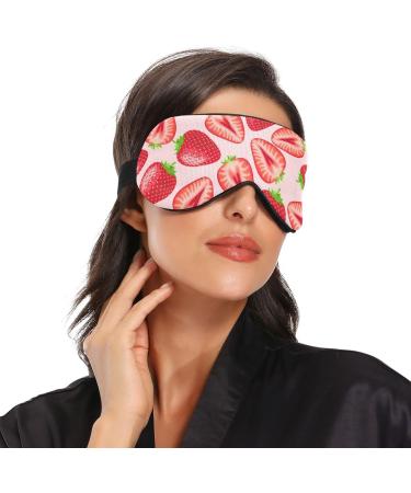 Haskirky Light Blocking Eye Mask for Men and Women - Breathable & Adjustable Travel, Yoga, Meditation, Office - Red Strawberry - Buy Online on SooperMarket.com