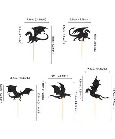 25PCS Dragon Cupcake Toppers Glitter Fantasy Birthday Cupcake Flying Dragon Cupcake Toppers Theme Baby Shower Kids Birthday Party Cake Decorations Supplies Black - Buy Online on SooperMarket.com