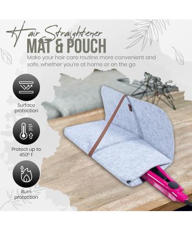 Glamza Hair Straightener Mat & Pouch - Made from Heat Resistant Safety Felt - Ideal for Home & Travel (Light Grey (Pouchy)) - Buy Online on SooperMarket.com