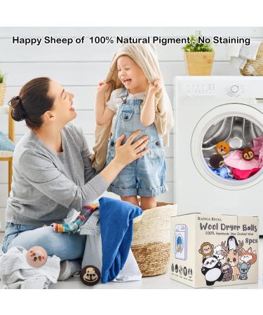 8PCS Wool Dryer Balls - Cute Animal Design 100% Natural New Zealand Wool Chemical-Free Reusable Anti-Static Laundry Solution - Buy Online on SooperMarket.com