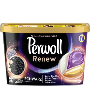 Perwoll Renew Caps Black & Fibre Detergent 36 (2 x 18 Washes) Gentle Cleaning All-in-1 Detergent Caps for Colour Refreshing and Fibre Smoothing for Black & Dark Washing - Buy Online on SooperMarket.com