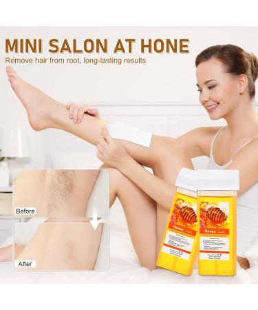 Demine Honey Wax Roller Kit for Hair Removal - Portable Wax Warmer for Sensitive Skin - Includes 2 Cartridges, 10 Wax-removing Wipes, 100pcs Wax Strips - Buy Online on SooperMarket.com