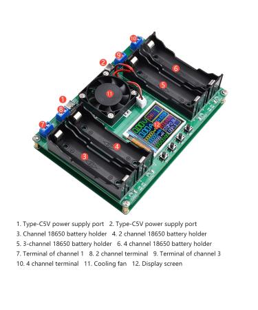 Battery Internal Resistance Meter 18650 Battery Capacity Tester Multifunctional 4 Channel Data Reset DC5V for Maintenance - Buy Online on SooperMarket.com