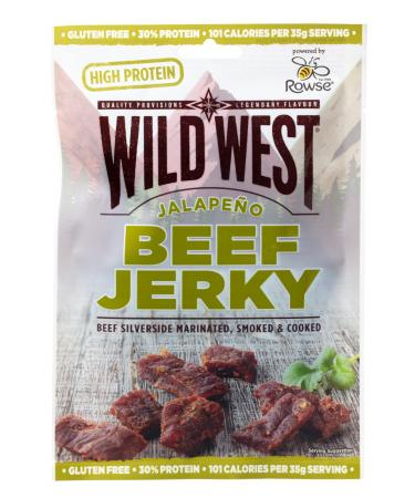 Wild West Beef Jerky 16 x 60g Jalapeno Beef Beef Jerky high protein dried meat Protein Snack Jalapeno 60 g (pack of 16)