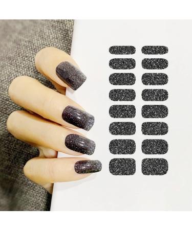 Glitter Street Black Nail Wraps - 8 Sheets (128 Pieces) Self-Adhesive Nail Art Strips for Women - Buy Online on SooperMarket.com