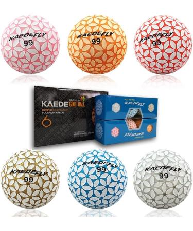 Kaede 2 Tone Colored Golf Balls (6-Pack) - Fly Distance Technology - Buy Online on SooperMarket.com