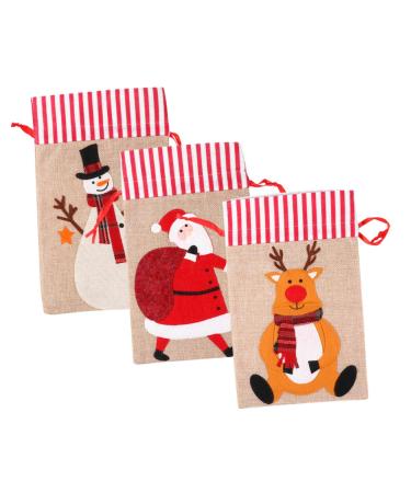 KOMBIUDA Party Snack Pouch 3 Pcs Christmas Storage Bag Candy Bags Holiday Treats Pouch Christmas Drawstring Bag Christmas Bag 30X18CM Assorted Color