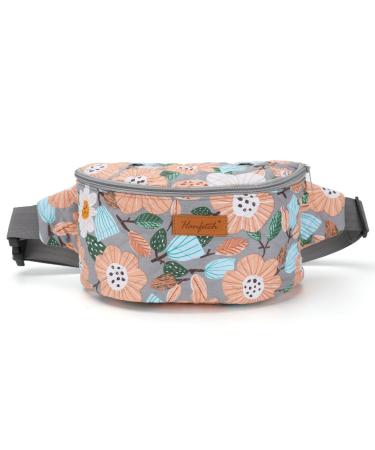 Hanfetch Yarn Crossbody Waist Bag Small Yarn Storage Organizer for Yarn Skeins-Organizer for Crochet Hooks and Other Accessories (Flower-Grey)