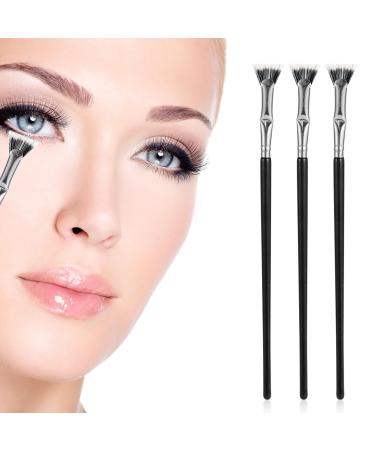 3pcs Mascara Fan Brush Folding Angle Scalloped Lash Brush Eyelash Eyebrow Brush Fan Shaped Eyelash Brush Lash Wand Brushes Eyelash Comb Separator for Makeup Tools