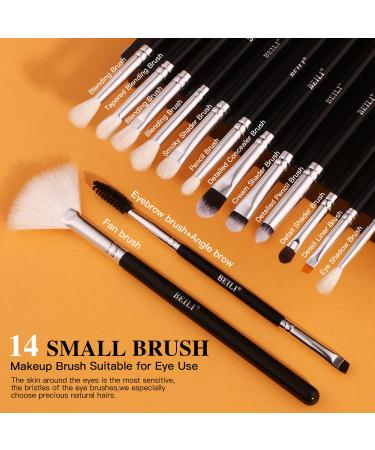 BEILI 20pcs Makeup Brush Set - Natural Goat Hair & Premium Synthetic Kabuki Brushes for Foundation, Powder, Contour, Eyeshadows, Eyebrows, and Eyeliner - Black - Buy Online on SooperMarket.com