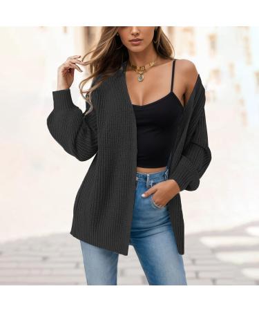 Gefomuofe Cardigans for Women Long Sleeve Cardigan for Women Pocket Jacket Cardigan Women's Blazer Cardigan Outerwear Elegant Shoulder Jacket Top Casual Top Black L - Buy Online on SooperMarket.com