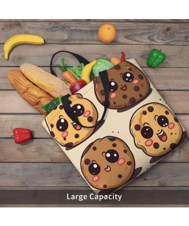 DEHIWI 3 Chocolate Chip Cookies With Different Expressions Tote Bag For Women Waterproof Casual Shoulder Bag With Zipper Grocery Handbags For Office Shopping Travel Black One Size - Buy Online on SooperMarket.com